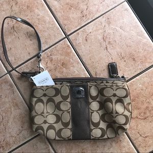 Coach Signature Stripe Large Wristlet